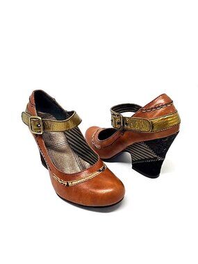 Bobbi Blu Brown Spruce Artsy Boho Pumps Leather Shoes Women's Size 6.5M